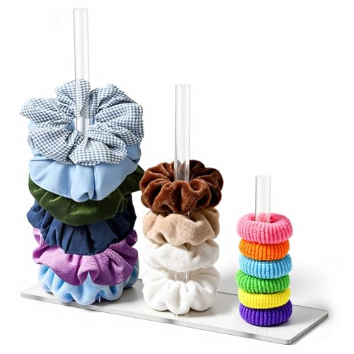 3-Tier Clear Acrylic Scrunchie Holder Stand & Hair Tie Organizer Tower