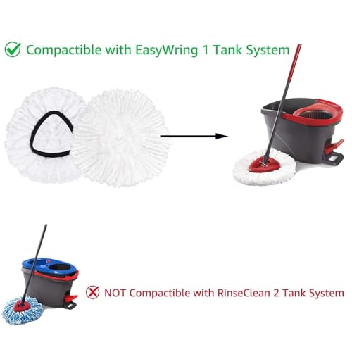 FOOKCIAN 4 Pack Microfiber Spin Mop Replacement Heads - White