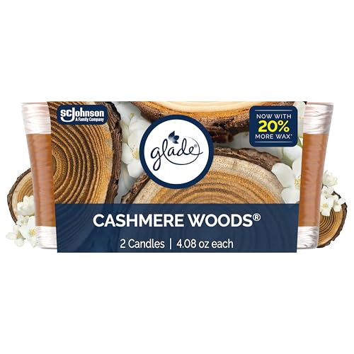 Glade Cashmere Woods Scented Candle Jar, 4.08 Oz, 2 Count