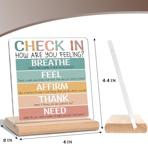 Check In How Are You Feeling Acrylic Plaque - Mental Health Gift for Therapists & Counselors