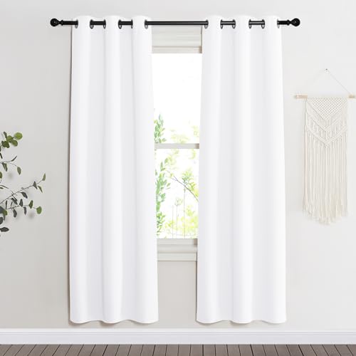NICETOWN Room Darkening Curtain Panel, Pure White, 34" x 72"