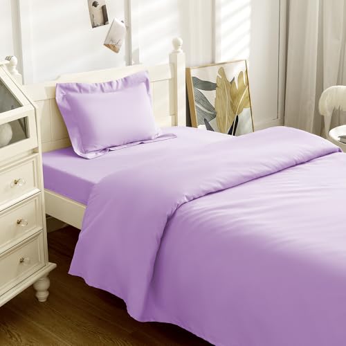 NookZuzu Purple Toddler Bed Sheet Set - Fitted & Flat Sheets with Pillow Sham