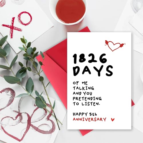 Cute 5 Year Anniversary Card for Him/Her - Romantic Gift