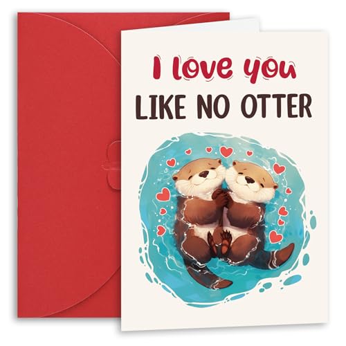 Cute Otter Anniversary Card with Envelope - Funny Greeting Card
