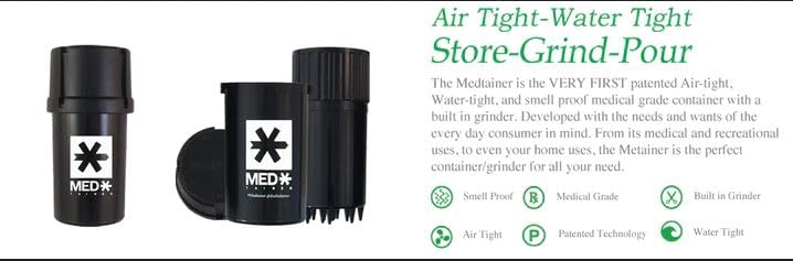 Medtainer Airtight Smell Proof Container with Built-In Grinder