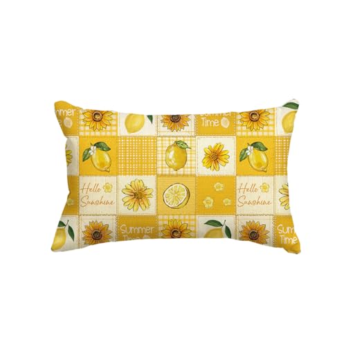 AVOIN colorlife Hello Summer Lemon Sunflower Throw Pillow Cover 12x20