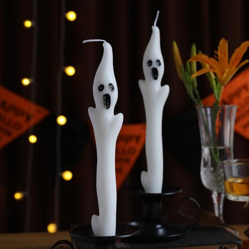 Spooky Ghost Candles - 2PCS Halloween Taper Candles for Decor