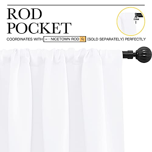 NICETOWN White Short Kitchen Curtains Set of 2, 34 x 54 Inch, Blackout Drapes for Small Windows
