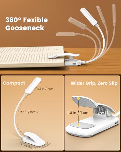 White Glocusent 13 LED Book Light for Reading at Night - Gift for Book Lovers