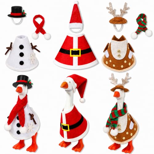 Christmas Desk Goose Outfits Set for 7 Inch Mini Desktop Goose Statue - 3 Styles