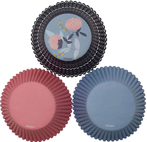 Wilton Baking Cups - 75 Count - Floral Pastel Pink & Blue