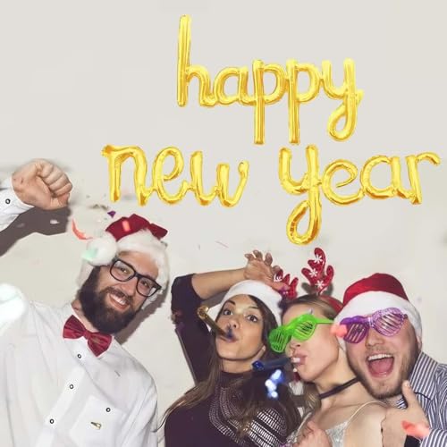 21 Inch Gold Happy New Year Balloons 2026 - Festive Party Decor