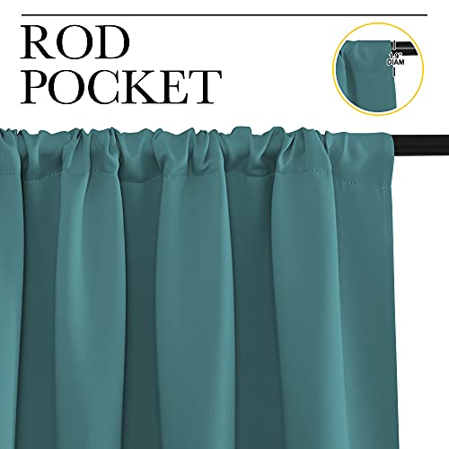 NICETOWN Sea Teal Blackout Curtains for Camper Windows, 42" x 36", Set of 2