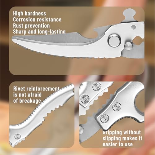Heavy Duty Poultry Shears - Ergonomic Kitchen Shears with Safety Lock