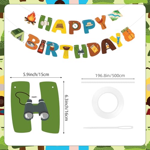 Hxezoc Camping Happy Birthday Banner Garland Outdoor Adventure Party Decor