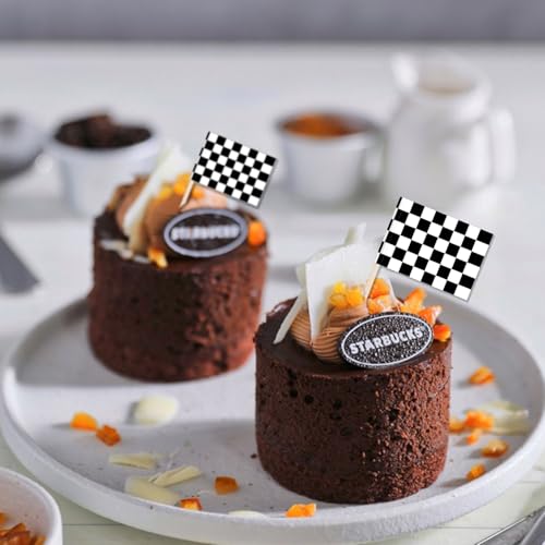 Checkered Racing Flag Toothpicks 100 Pack for Cupcakes & Party Decor
