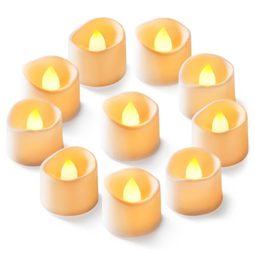 Homemory 50 Pack Flameless Tea Lights Candles - Bright Amber Glow, White Body, 200+ Hours