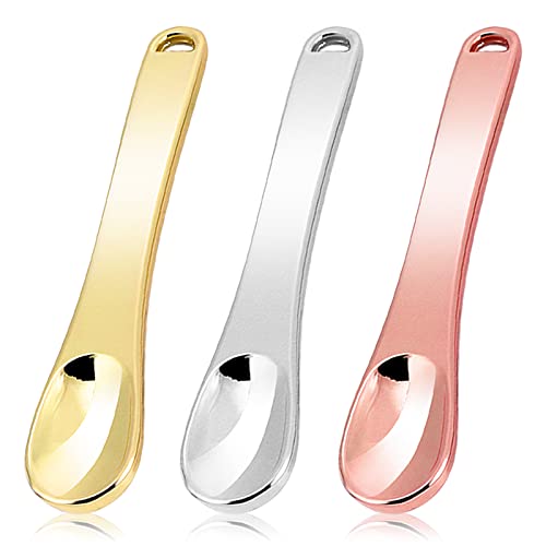 WLLHYF Mini Metal Makeup Spatula - 3 Pack Reusable Cosmetic Scoop for Face Mask and Cream