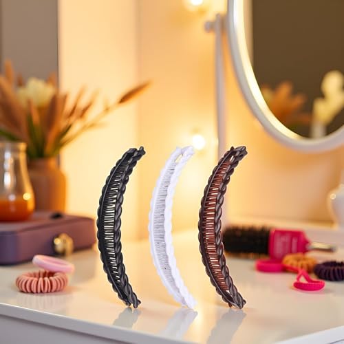 3 Pack Banana Hair Clips Set Vintage Bow Hair Grips for Thick Hair