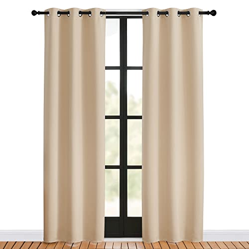 NICETOWN Thermal Insulated Blackout Curtains, 34x80 Inch - Set of 2, Biscotti Beige