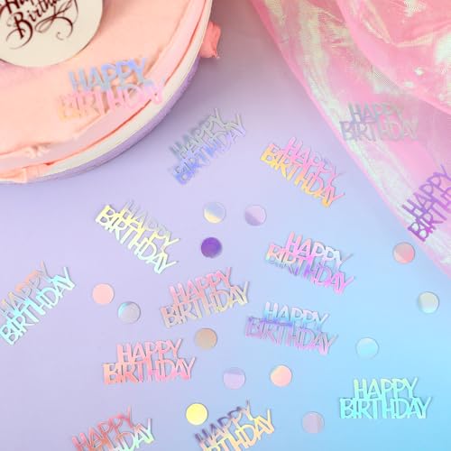 MARFOREVER Iridescent Happy Birthday Confetti - Birthday Party Decorations