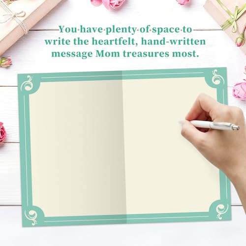 Vintage Mother's Day Card for Grandma – Teal & Gold Design, 5.5x8 Inch