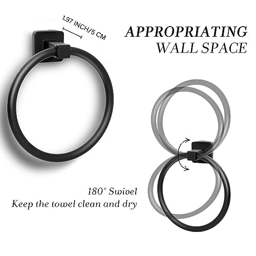 Matte Black Towel Ring - Heavy Duty Stainless Steel Bathroom Holder