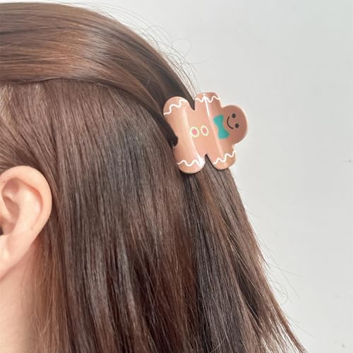LETSWIN Gingerbread Man Hair Claw Clip Cute Christmas Acrylic Jaw Clip