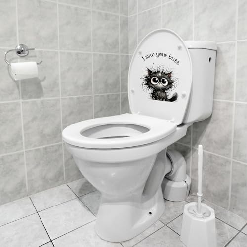 Funny Cat Toilet Seat Decal - I Saw Your Butt Prank Sticker