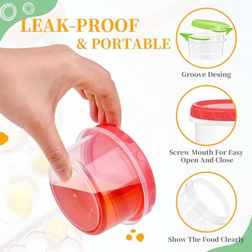 TOFLEN 8 oz Small Plastic Freezer Containers with Lids, 6-Piece Set