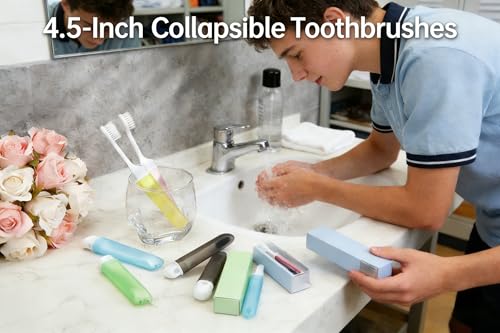 YOFAN 3-Pack Foldable Travel Toothbrush Set with Ventilated Case
