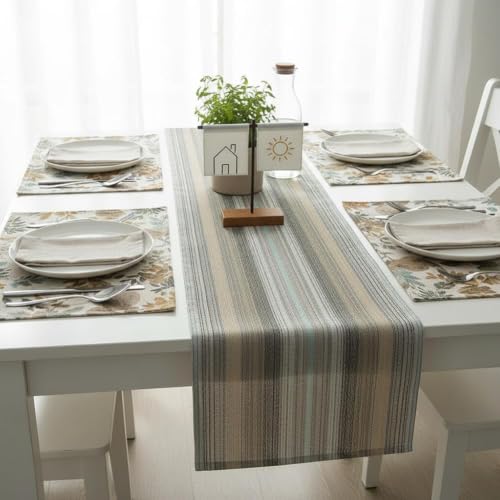 Multi Color Farmhouse Style PVC Table Runner 12x60 Inches - Rustic Country Decor