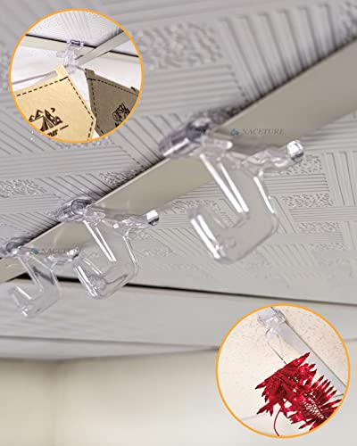 NACETURE Clear Drop Ceiling Hooks - 12 Pack Polycarbonate Hangers for Classroom & Office Decor