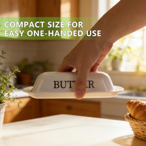 Lynnsen White BPA-Free Melamine Butter Dish with Lid & Knife