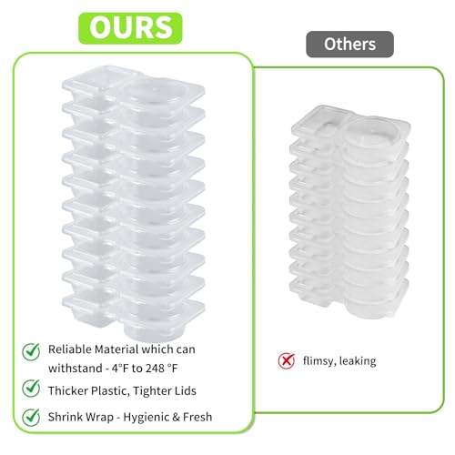 Mstar Packing 25 Set Clear Reusable Snack & Sauce Containers - 2 Compartment Meal Prep Box
