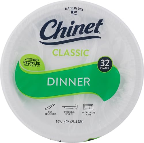 Chinet Classic White Dinner Plates - 32 Pack, Leak Resistant