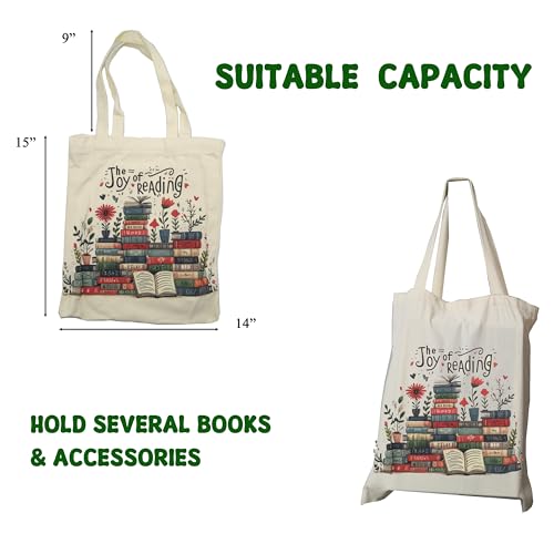 Canvas Tote Bag for Women - Book Lovers Gift - 14" x 15" (5.BookLay)