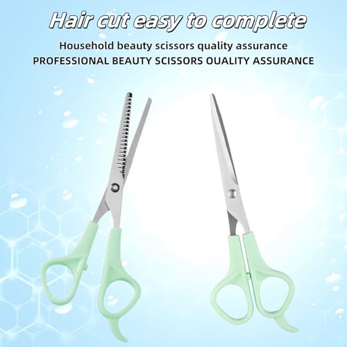 TIKIYOUN 6.7 Inch Professional Hair Cutting Shears Set Green Stainless Steel Barber Scissors Kit with Thinning Scissor and Comb