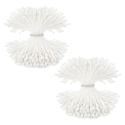 800PCS Double Head White Pearlized Flower Stamen for DIY Crafts