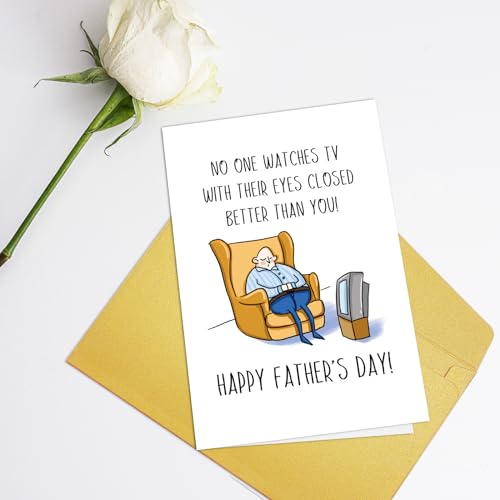 Funny Father's Day Card for Dad, Husband, Grandpa - Humorous TV Watcher