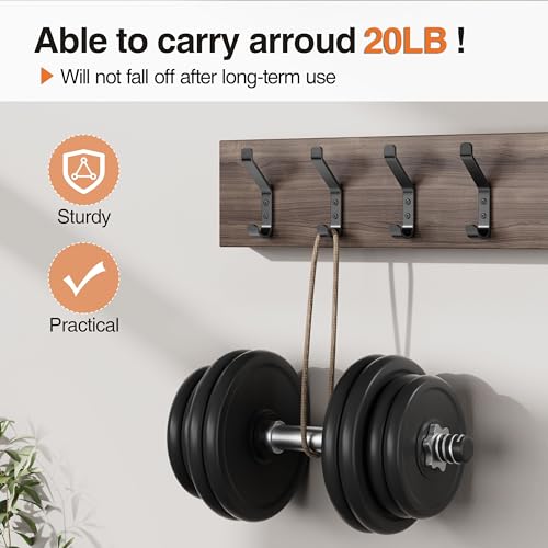 Susswiff 10-Pack Black Coat Hooks - 20LB Capacity Wall Mounted