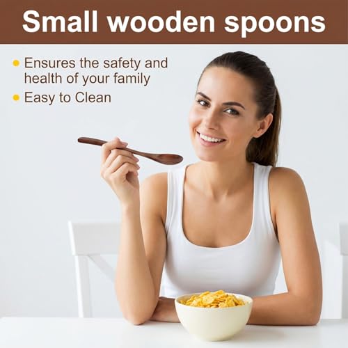 Wooden Honey Spoon Set, 2 Pcs 7.7 Inch Long Spoons for Kitchen and Tea