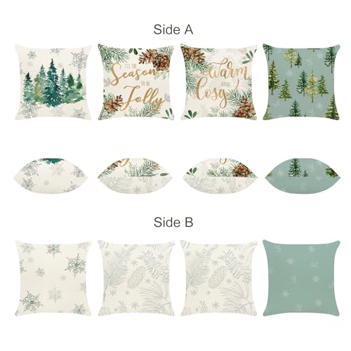 Winter Pine Tree Throw Pillow Covers - 18x18 Inch Set of 4