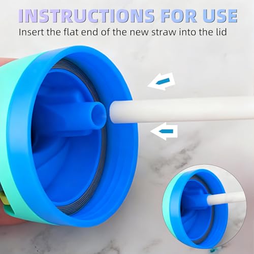 Replacement Straws for Owala Water Bottle 24oz 32oz, 6-Pack Reusable Plastic Straws with Cleaning Brush