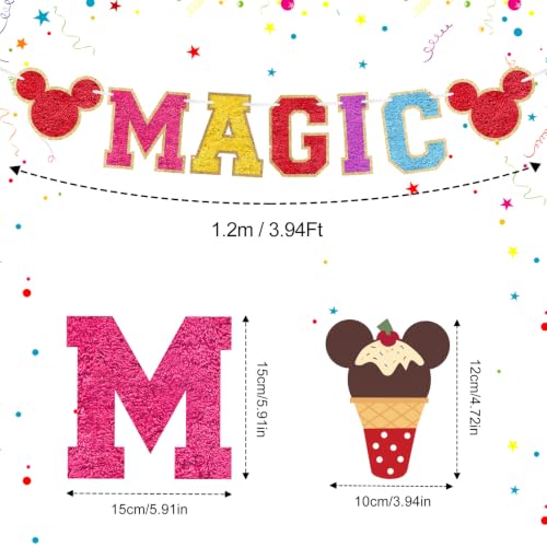 Mouse Head Birthday Party Banner - 22 Pcs Garland with Magic Theme