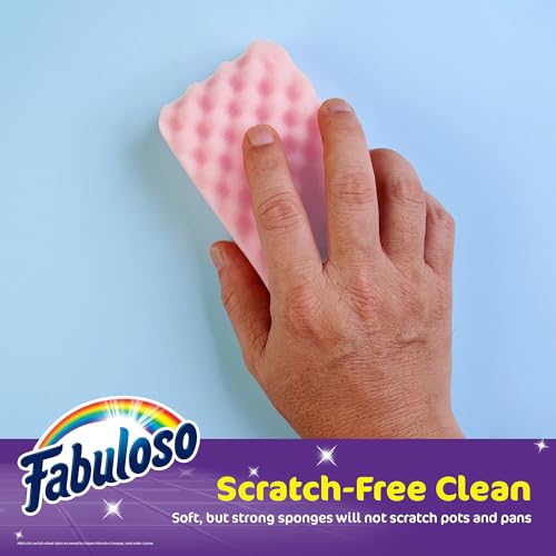 Fabuloso Scratch-Free Kitchen Dish Sponges, 4 Count - Purple