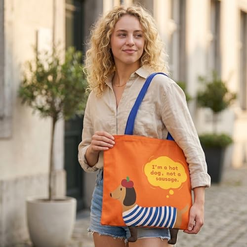 Qirrmiy 3D Dog Canvas Tote Bag for Women - Reusable Shoulder Bag
