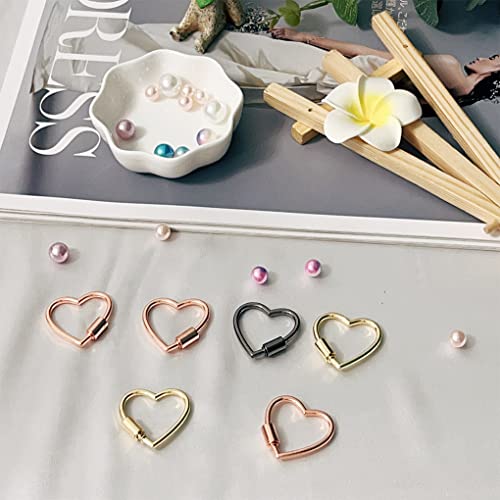 6 pcs 30mm Heart Shape Carabiner Aluminum Ring Keychain Carabiner Bulk Hook Bag for Camping Hiking Fishing Travel Dog Leash by