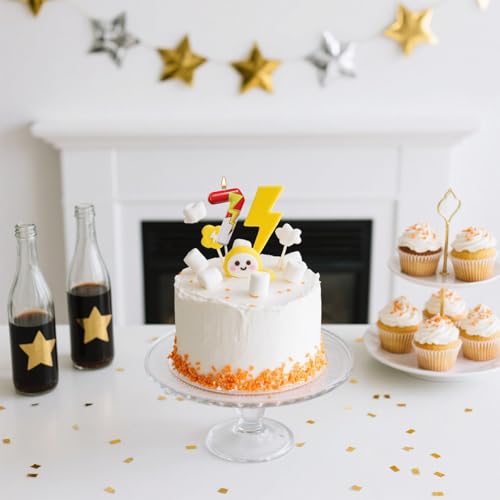 Red White Lightning Number Candle for Kids' Birthday Cake