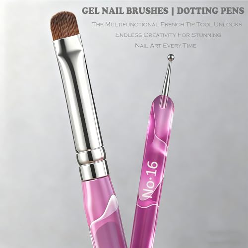 Gemsanva 4PCS Double-Ended Nail Art Brushes and Dotting Tools Set